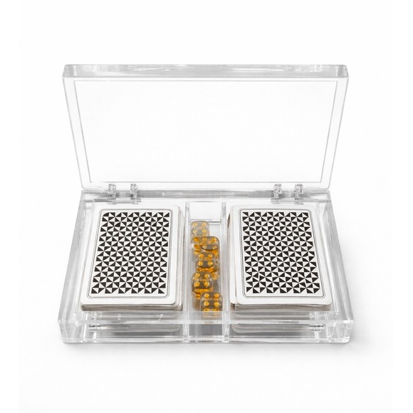 Tahari Other - Tahari Home Acrylic Playing Card Set w Dice Clear Lucite Case Modern Decor